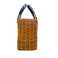 Load image into Gallery viewer, Mark Cross Two Way Blue Leather Wicker Satchel
