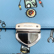 Prada Robot Light Blue Saffiano Leather Shoulder Bag