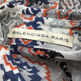 Load image into Gallery viewer, Balenciaga Orange / Navy Blue Multi Printed Long Sleeved Crepe Blouse
