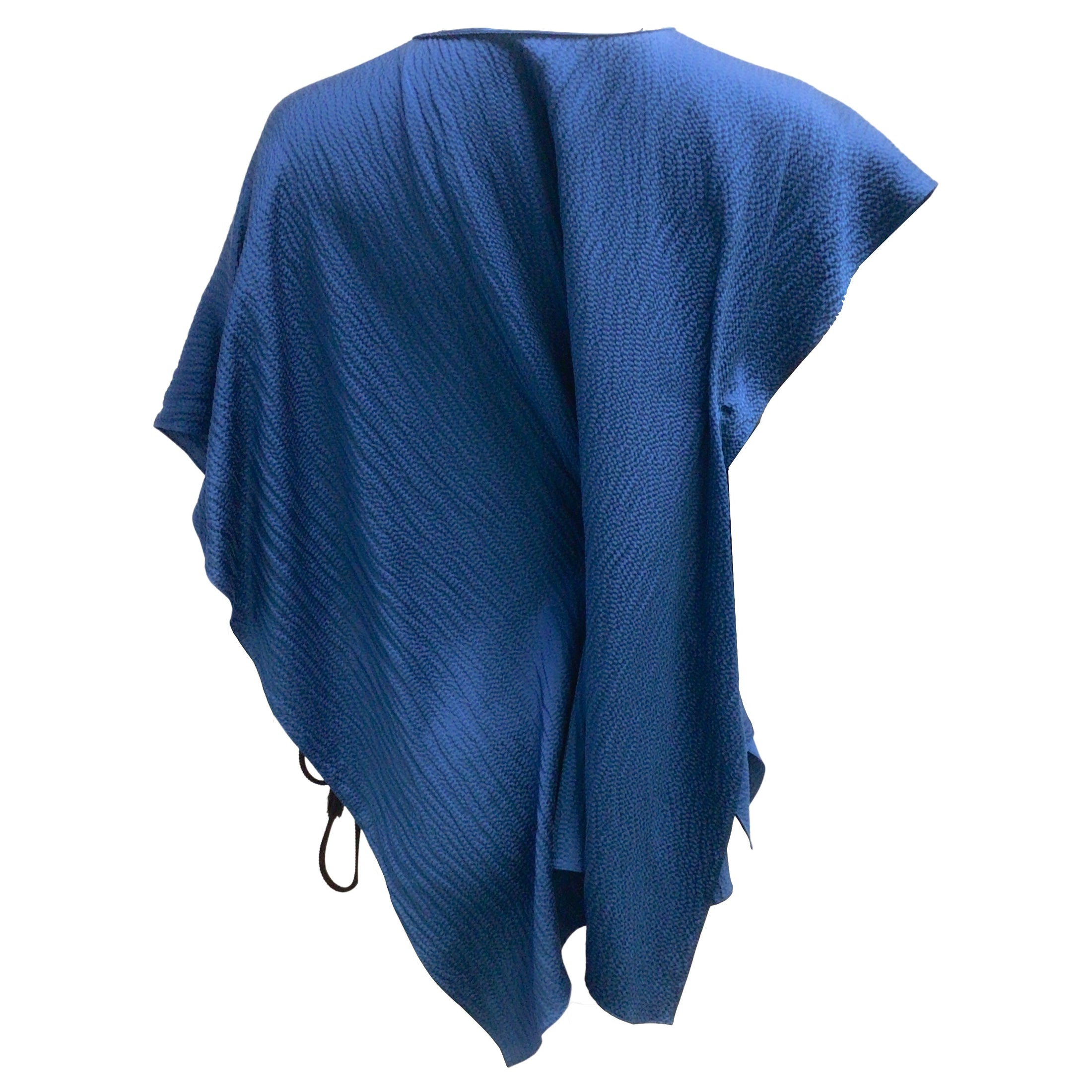 Roland Mouret Blue Hammered Asymmetrical Silk Blouse