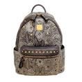 Load image into Gallery viewer, MCM Visetos Snakeskin Printed Studded Small Stark Brown Leather Backpack
