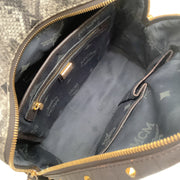 MCM Visetos Snakeskin Printed Studded Small Stark Brown Leather Backpack