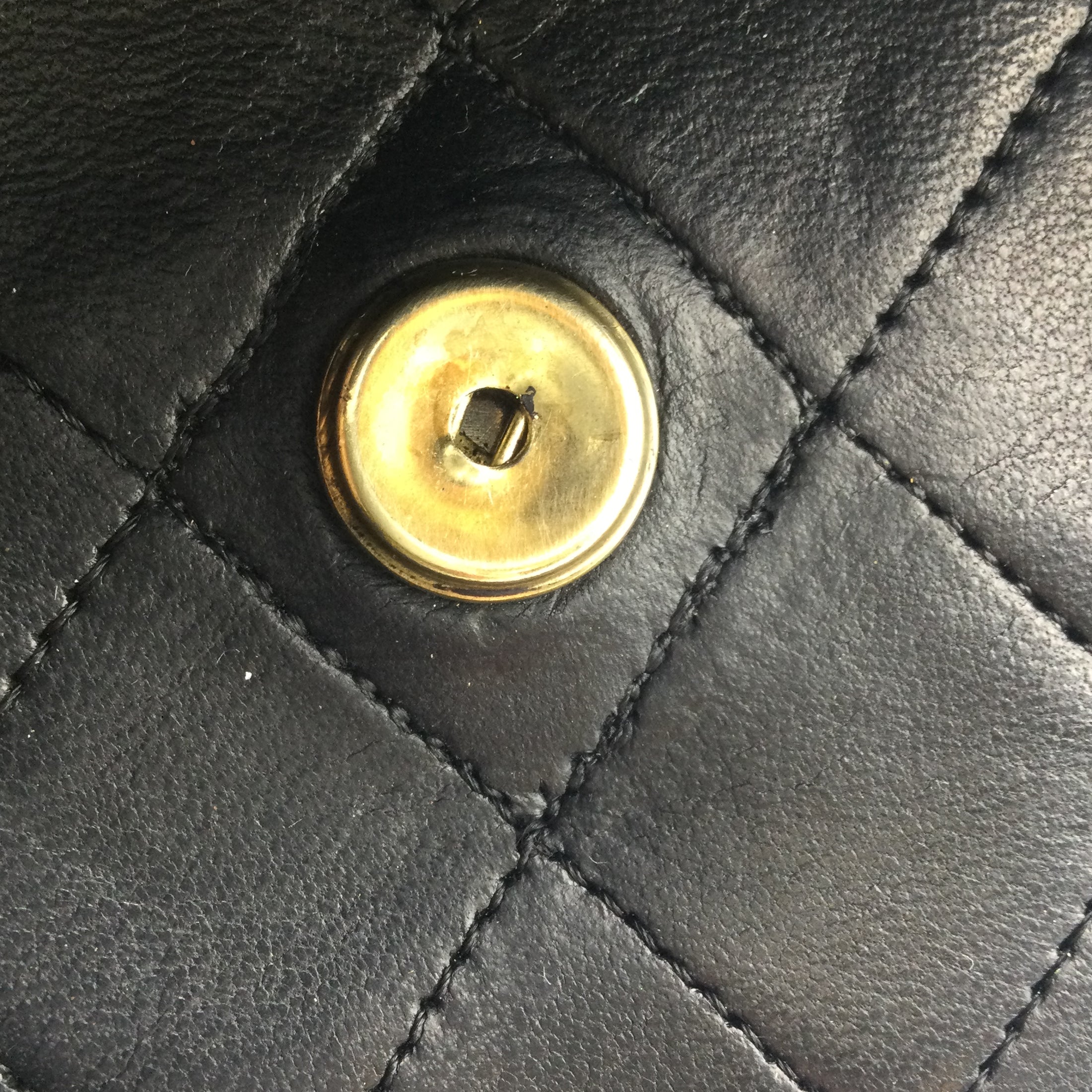 Chanel Classic Vintage Flap Black Lambskin Leather Shoulder Bag