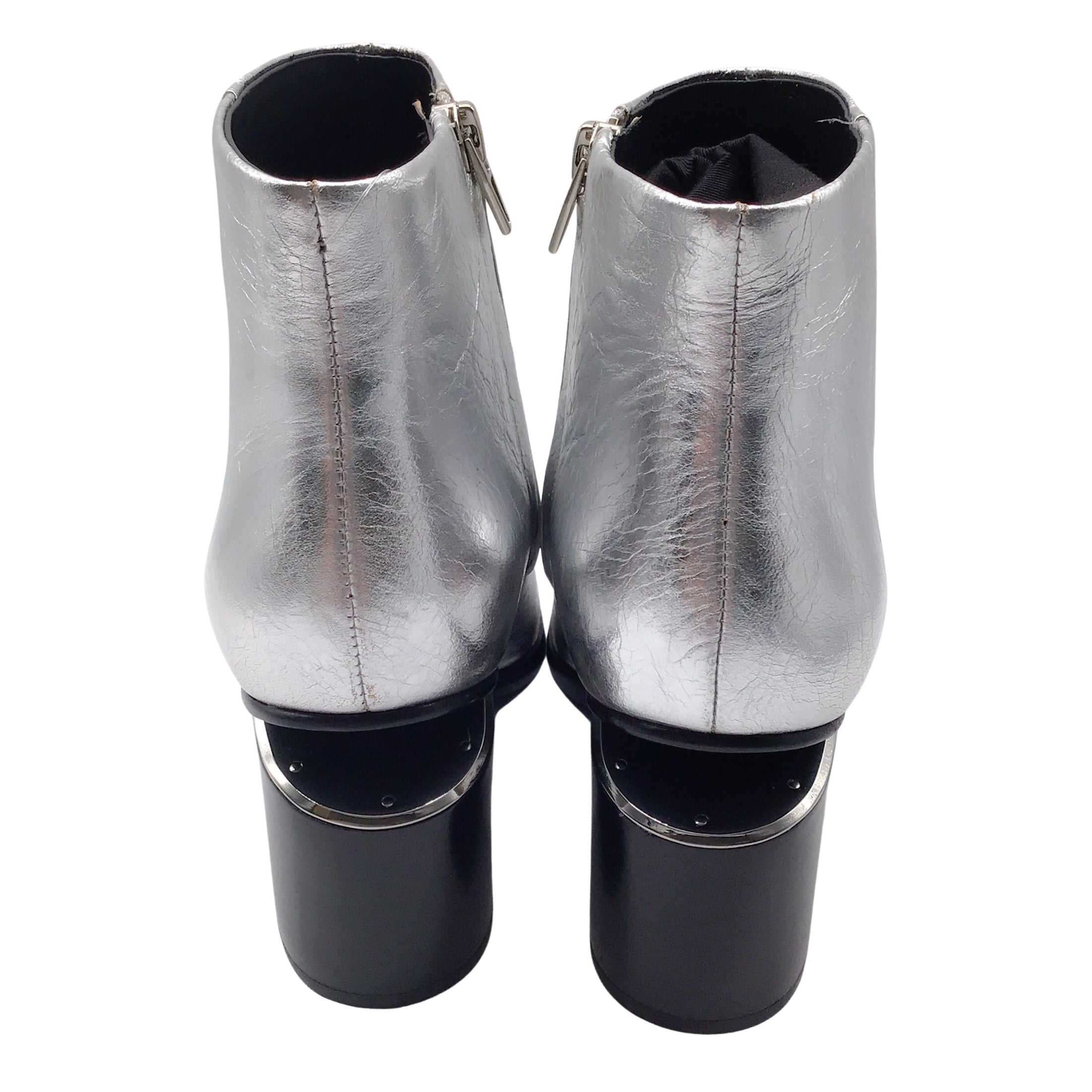 Alexander Wang Gabi Silver Metallic Leather Floating Heel Boots / Booties