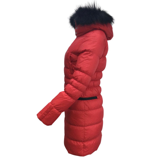 Eleven Elfs Red / Black Eskimo Hooded Fur Trim Down Puffer Coat