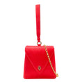 Load image into Gallery viewer, Judith Leiber Box Convertible Red Satin Wristlet
