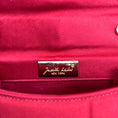Load image into Gallery viewer, Judith Leiber Box Convertible Red Satin Wristlet
