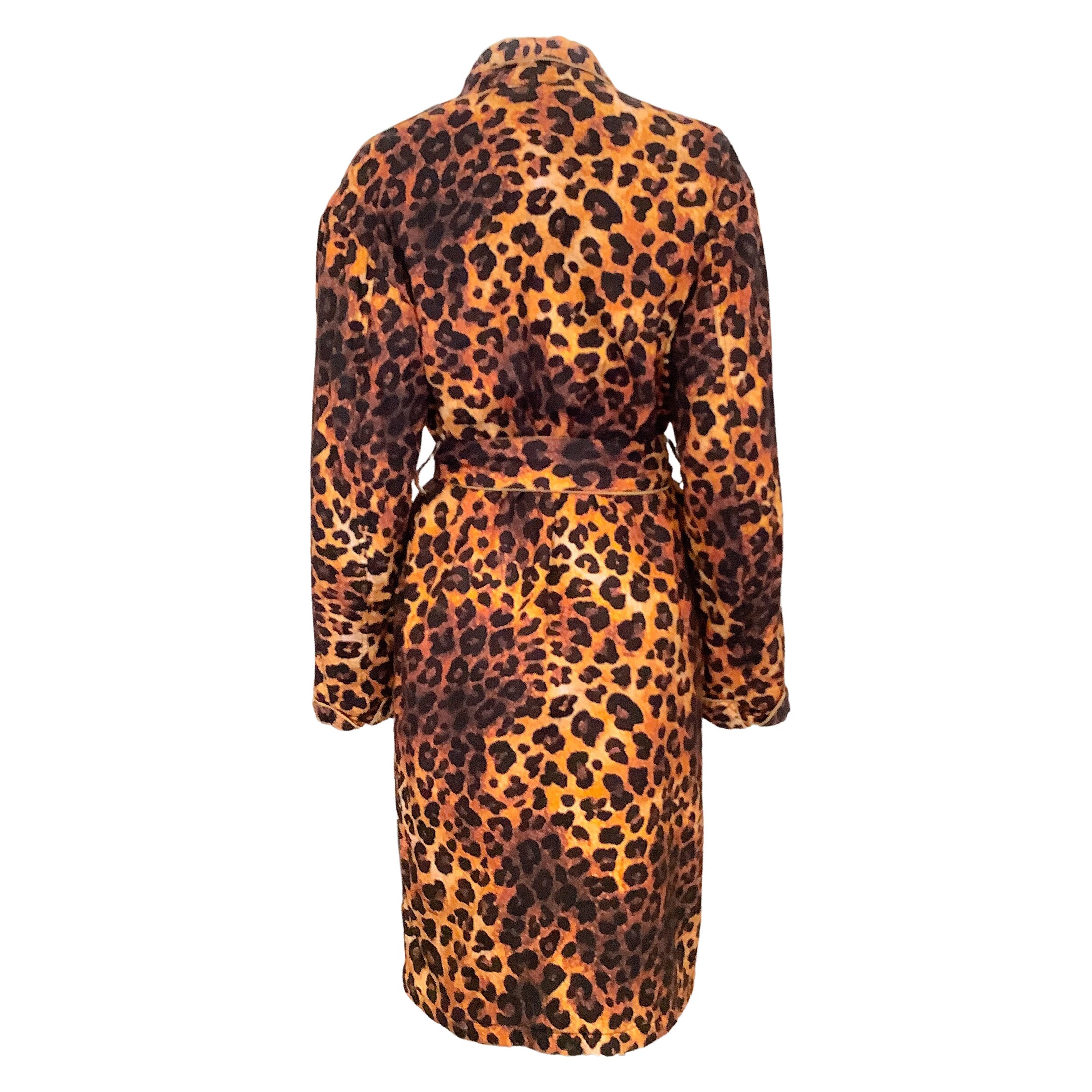R13 Orange Leopard Padded Winter Robe Coat