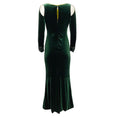 Load image into Gallery viewer, CD Greene Dark Green Velvet Maxi with Crystal Embellished Sleeves Formal Dress
