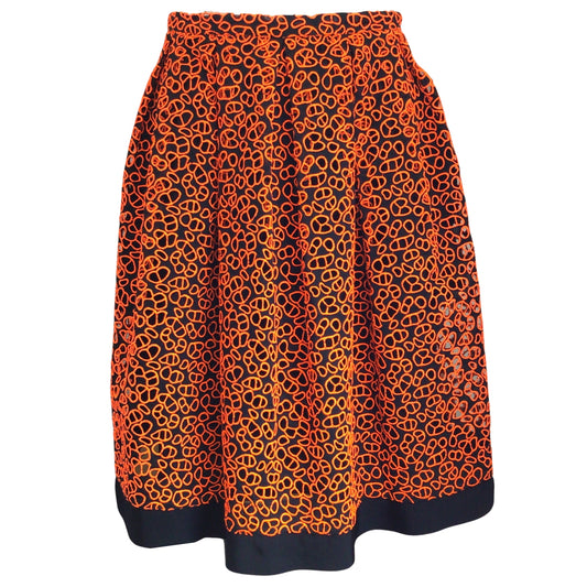 Christopher Kane Black / Orange Leopard Broderie Skirt