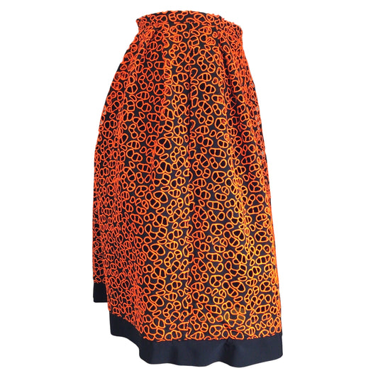 Christopher Kane Black / Orange Leopard Broderie Skirt