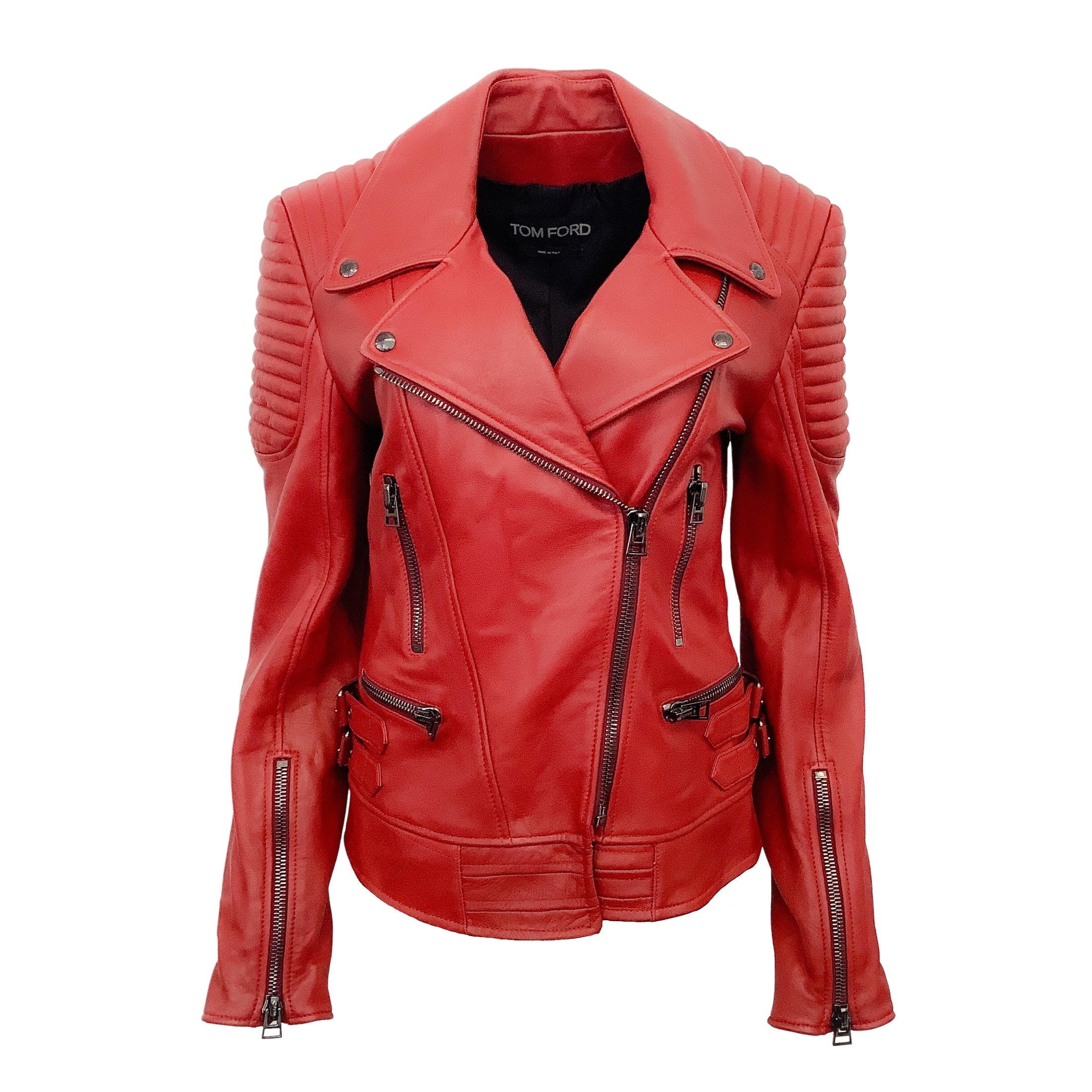 Tom Ford Red Leather Moto Jacket