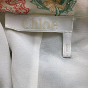Chloé Ivory Multi Tie-neck Floral Printed Long Sleeved Silk Short Casual Dress