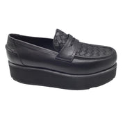 Bottega Veneta Black Intrecciato Woven Leather Platform Loafers