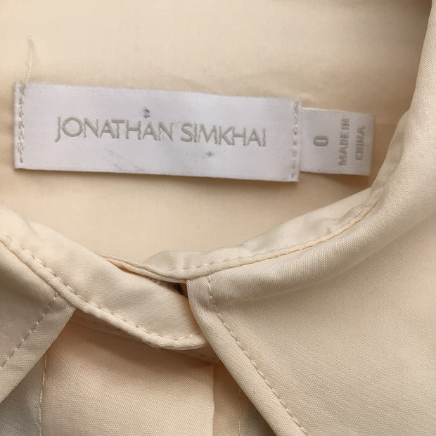 Jonathan Simkhai Ecru / Parchment Yuri Pleated Long Sleeved Poplin Shirtdress / Work/Office Dress