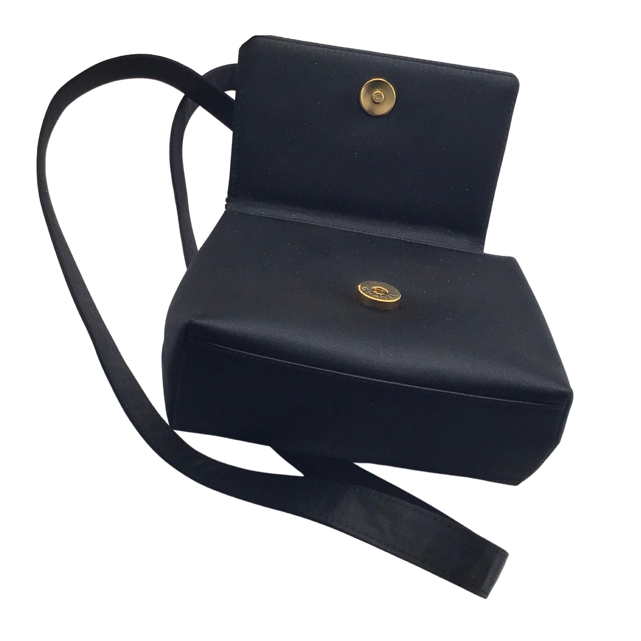 Chanel Black Bead Embellished Satin Mini Shoulder Bag