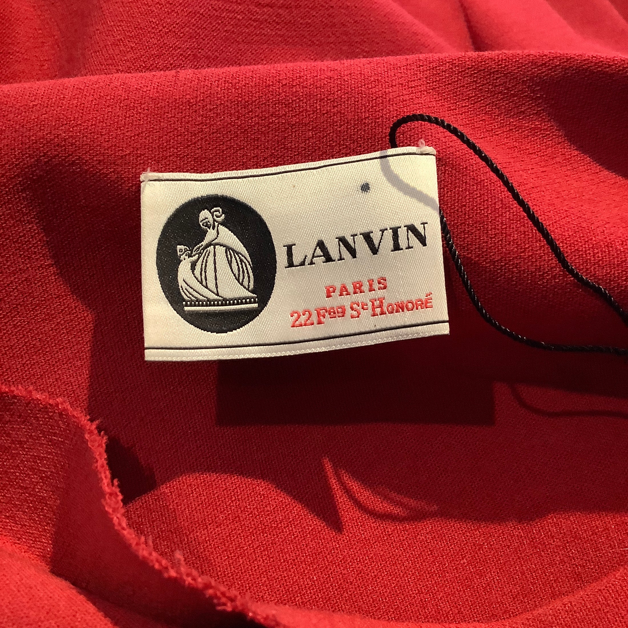 Lanvin Red Wool Raw Seam Asymmetric Dress