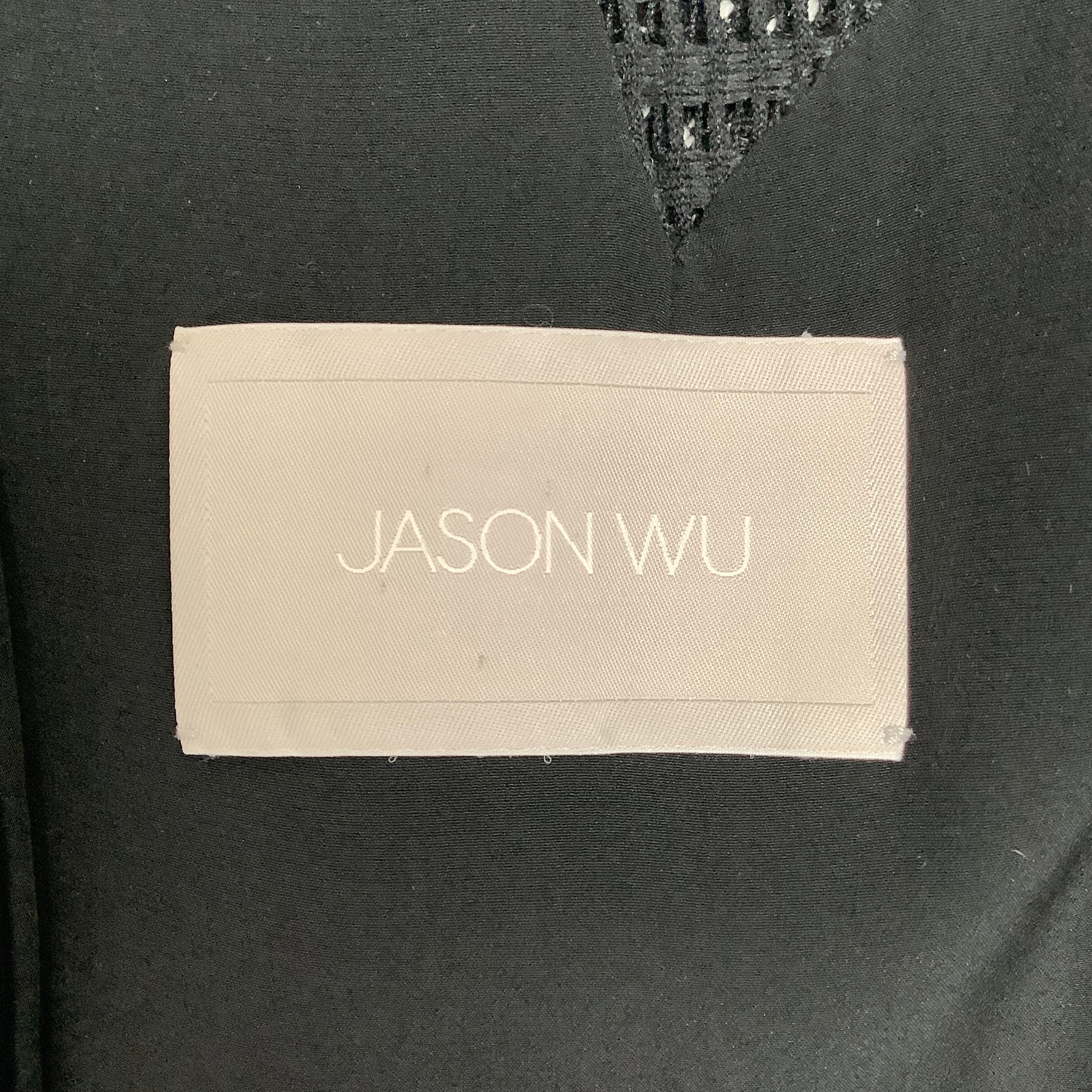 Jason Wu Black / White Sleeveless with Mesh Insets Work/Office Dress
