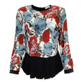 Load image into Gallery viewer, Dries van Noten Blue / Red Floral Long Sleeved with Peplum Blouse
