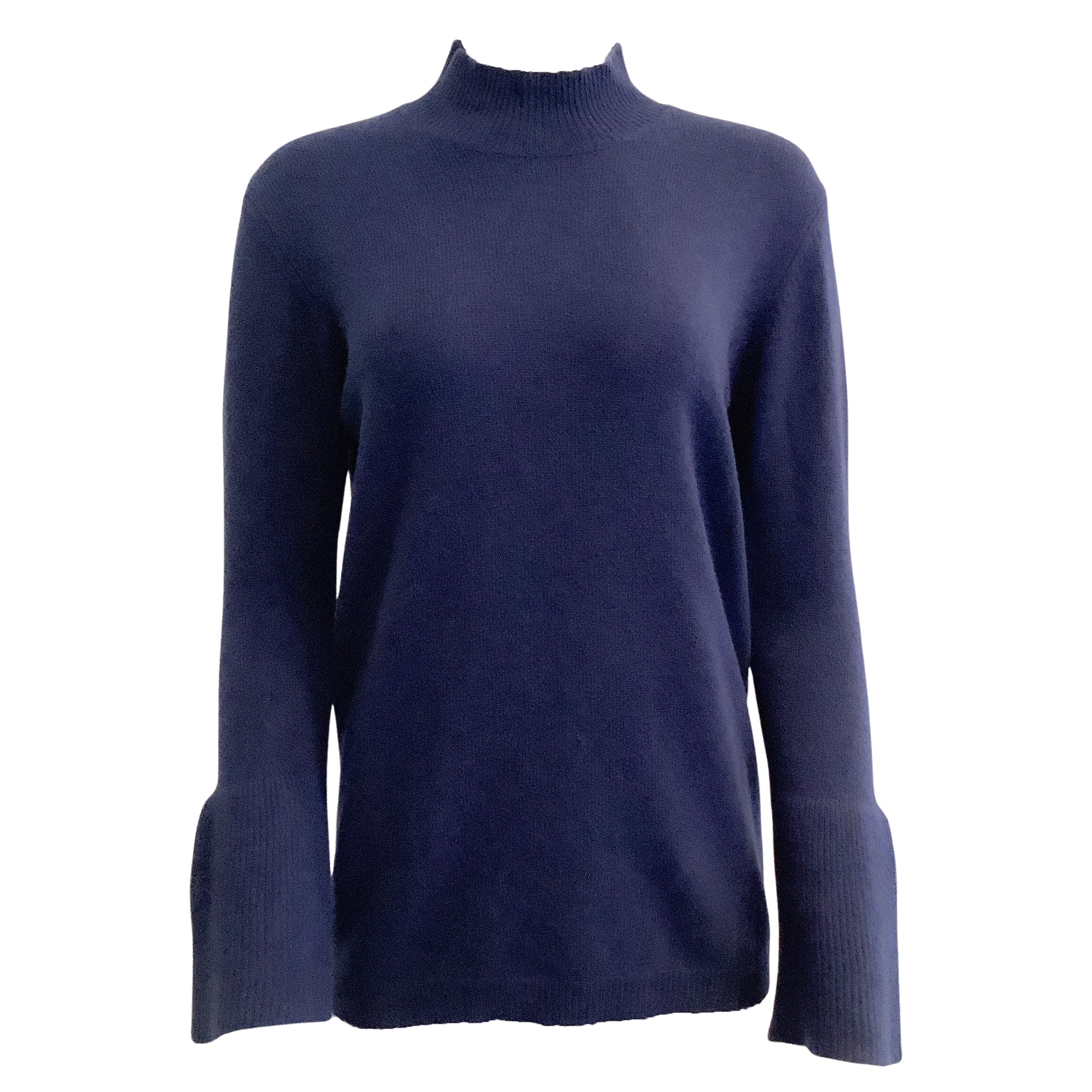Malo Navy Cashmere Bell Sleeve Sweater