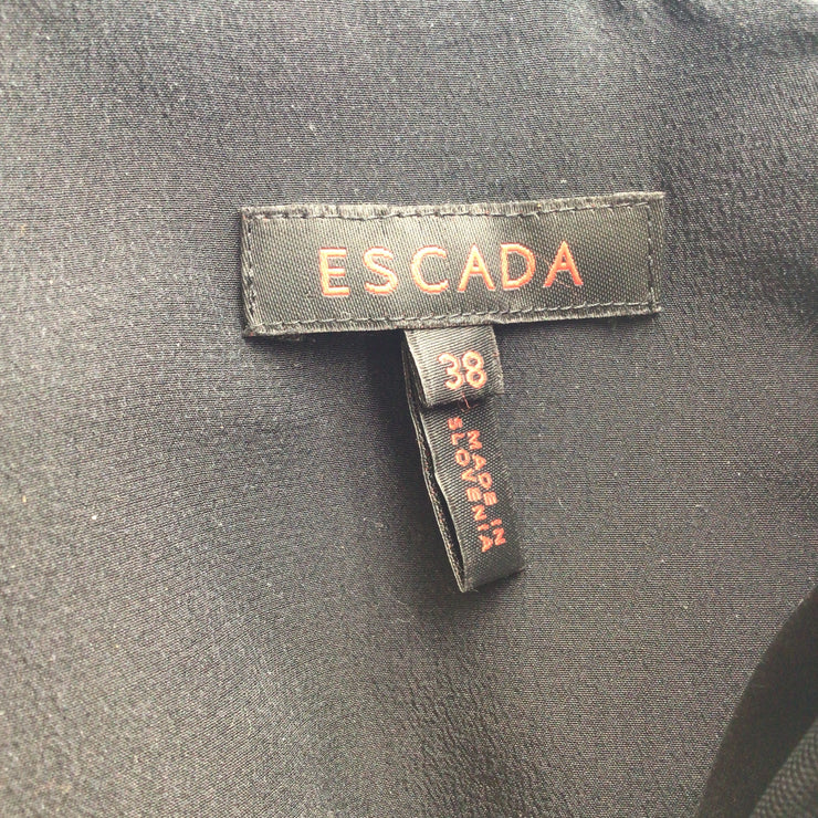 Escada Black Three-quarter Sleeved Illusion Mesh and Taffeta Cocktail Dress