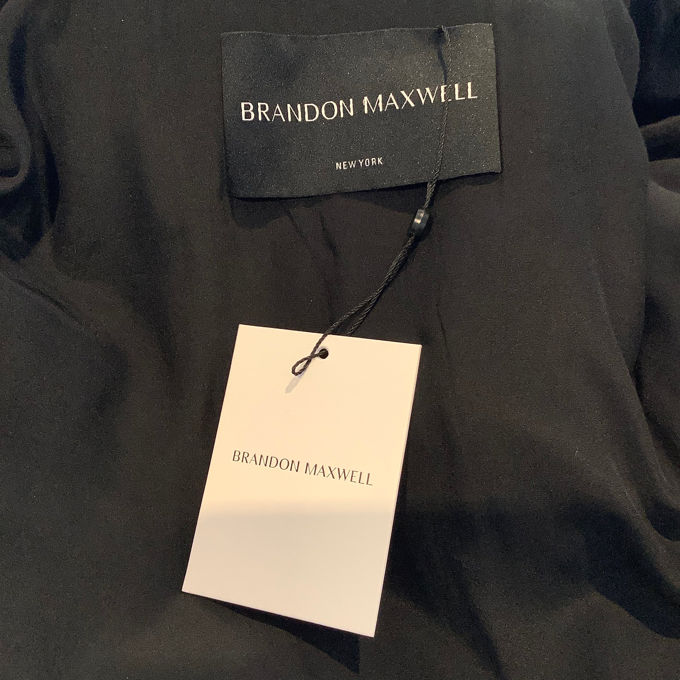 Brandon Maxwell Black BX Puffer Mohair Satin Combo Coat