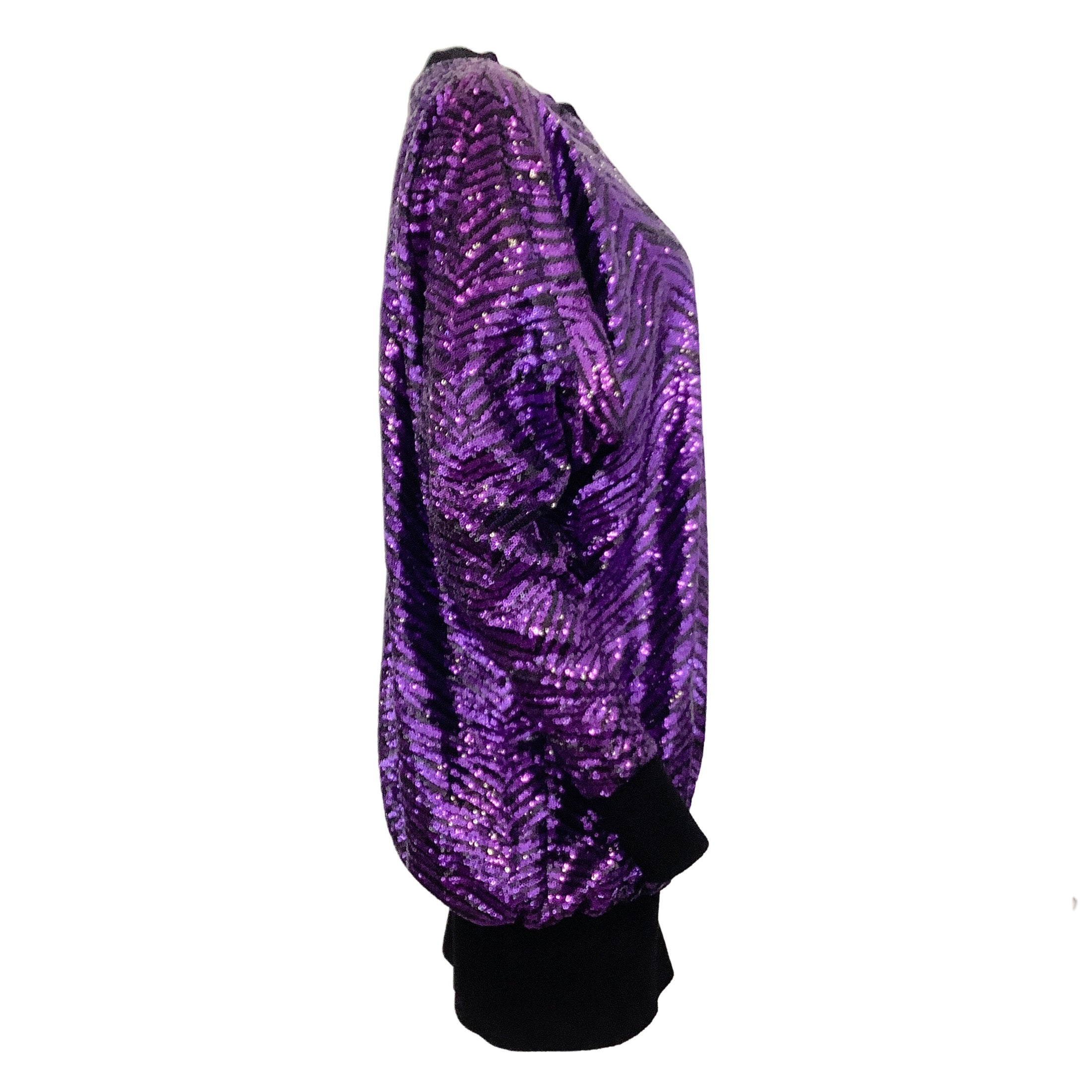 Alexandre Vauthier Purple / Black Sequined Sweater Night Out Dress