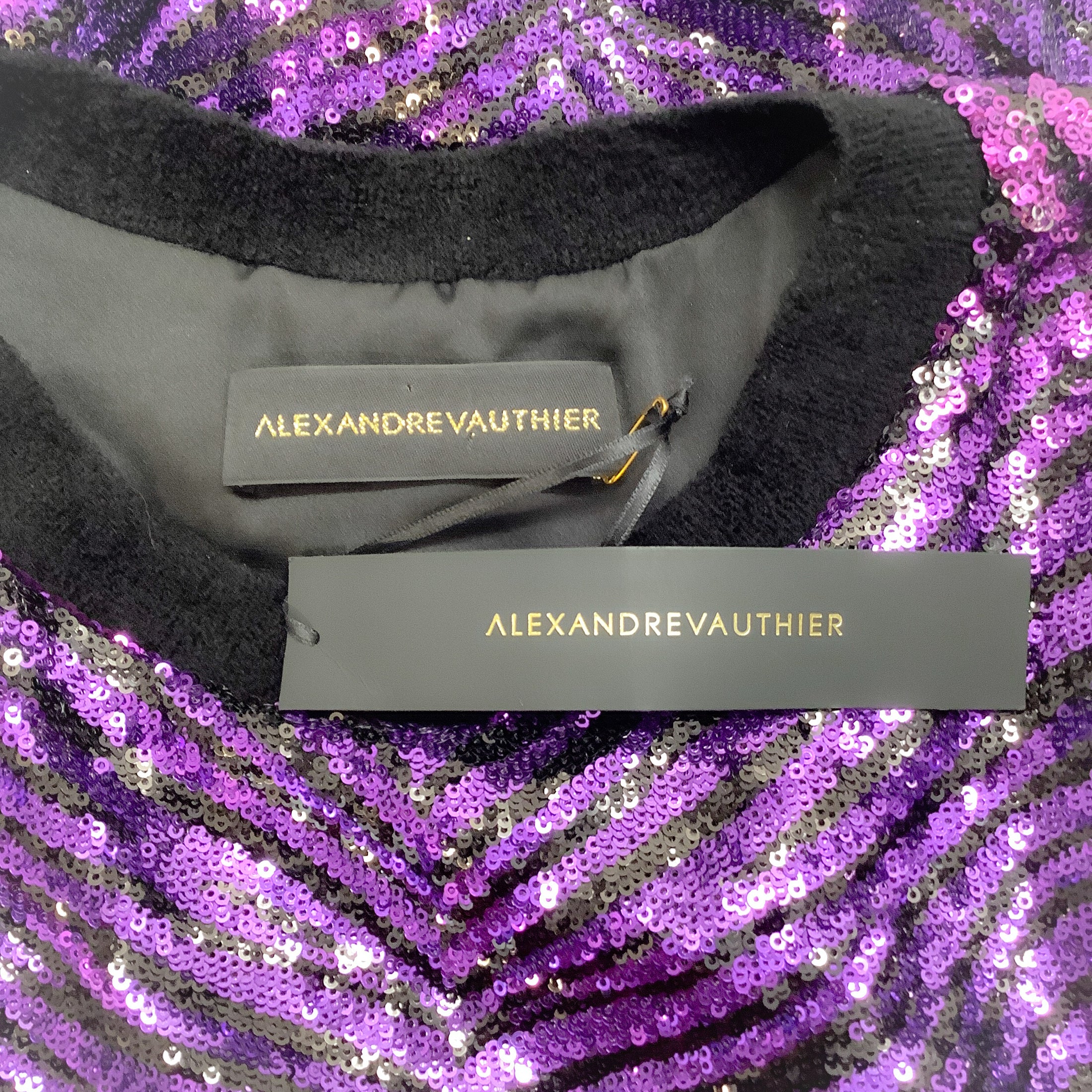Alexandre Vauthier Purple / Black Sequined Sweater Night Out Dress