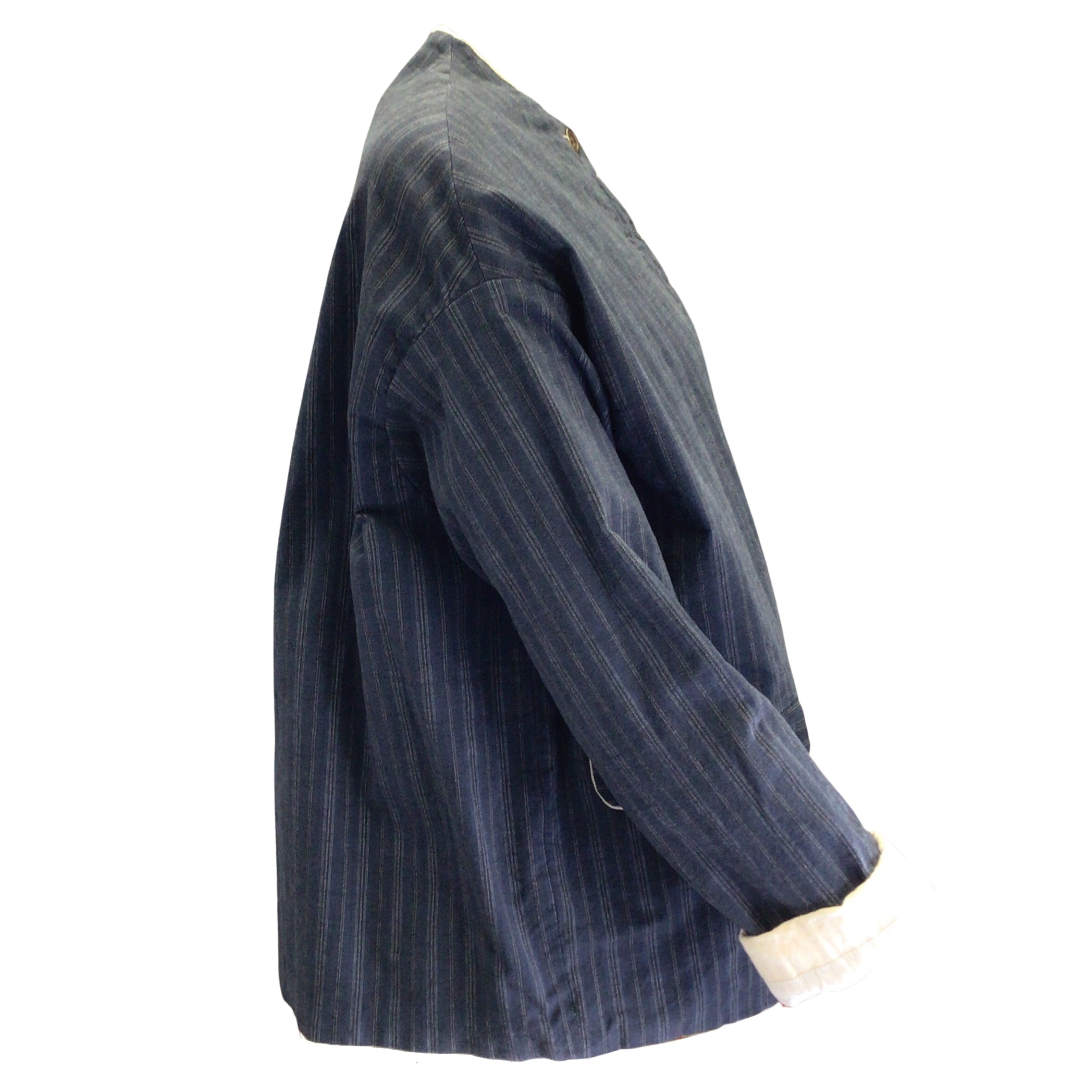 Hannoh Wessel Navy Blue / Ivory Pinstriped Cotton Jacket