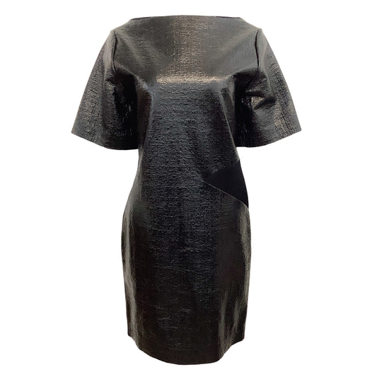 Roksanda Ilincic Black Patent Sleeved Crinkle Work/Office Dress