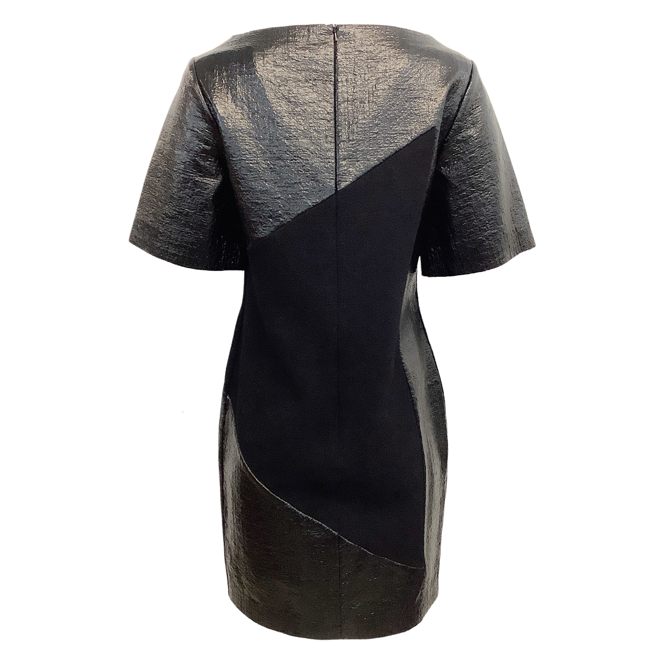 Roksanda Ilincic Black Patent Sleeved Crinkle Work/Office Dress