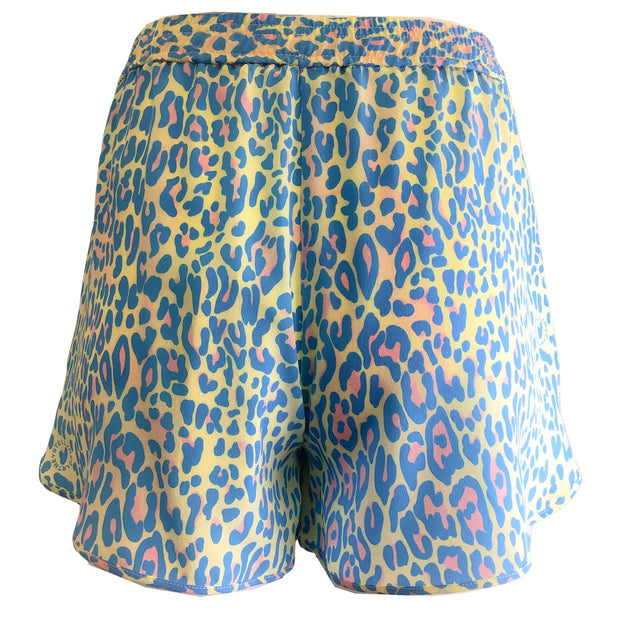 Stella McCartney Blue / Pink Multi Leopard Printed Silk Shorts