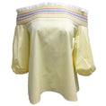 Load image into Gallery viewer, Peter Pilotto Yellow Embroidered Smocked Detail Ruffled Trim Puff Sleeved Off-the-shoulder Blouse
