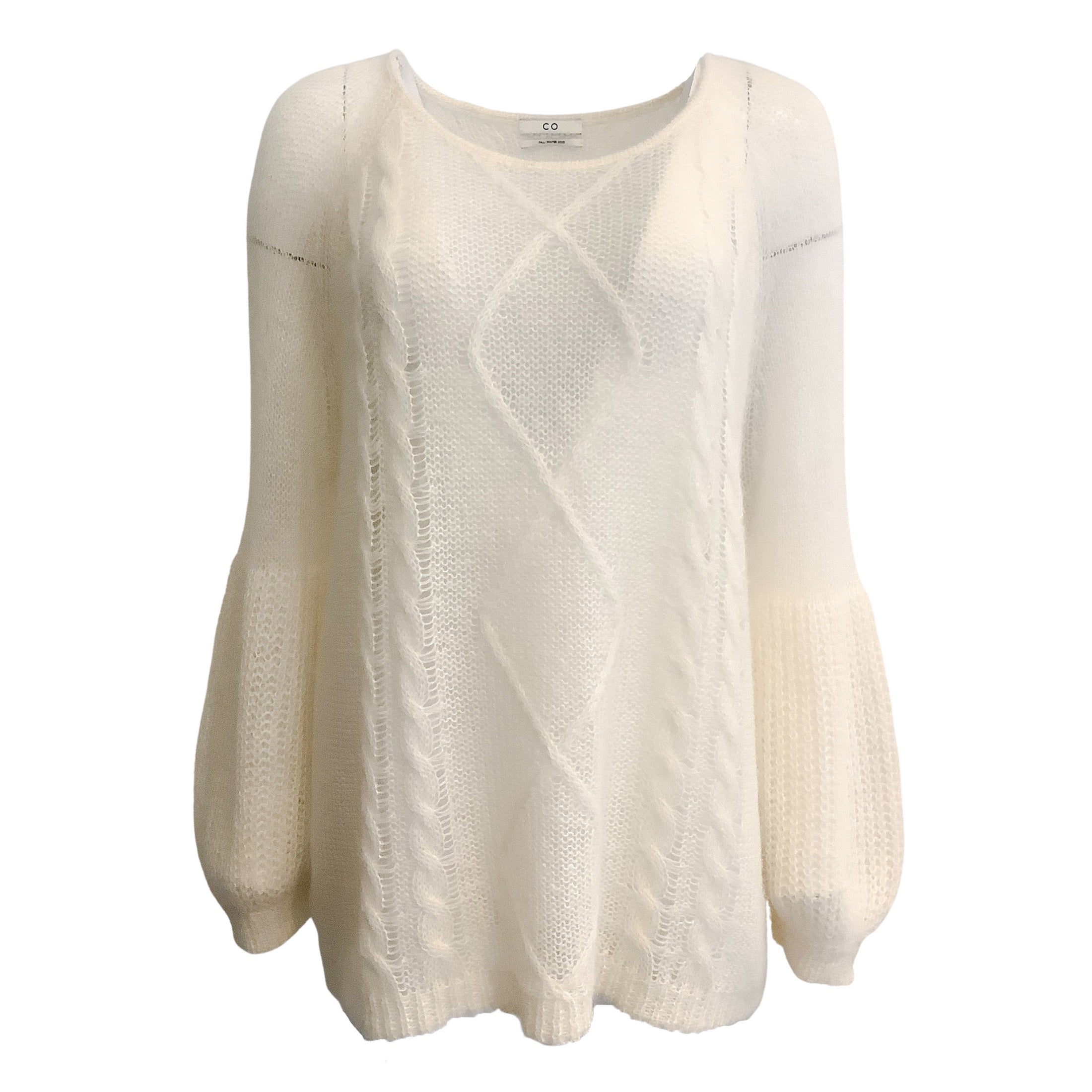 CO Ivory Cable Knit Mohair Sweater