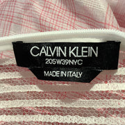 Calvin Klein 205W39NYC Pink and Ivory Sheer Plaid Casual Maxi Dress