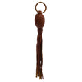 Load image into Gallery viewer, Bottega Veneta Light Brown Fringed Leather Detail Intrecciato Woven Leather Keychain
