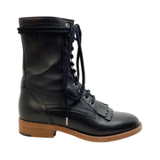 Chanel Black Leather Combat with Brogue Detail Boots/Booties