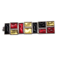 Load image into Gallery viewer, Saint Laurent Red / Yellow / Black / Silver Vintage 80's Mondrian Style Bracelet and Earrings Two-piece Set
