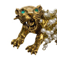 Load image into Gallery viewer, Pauline Rader Gold Vintage Pearl and Gemstone Embellished Tiger Brooch
