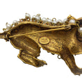 Load image into Gallery viewer, Pauline Rader Gold Vintage Pearl and Gemstone Embellished Tiger Brooch

