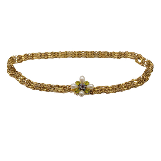 Chanel 2005 Bejeweled Pearl Embellished Gold Chain Belt