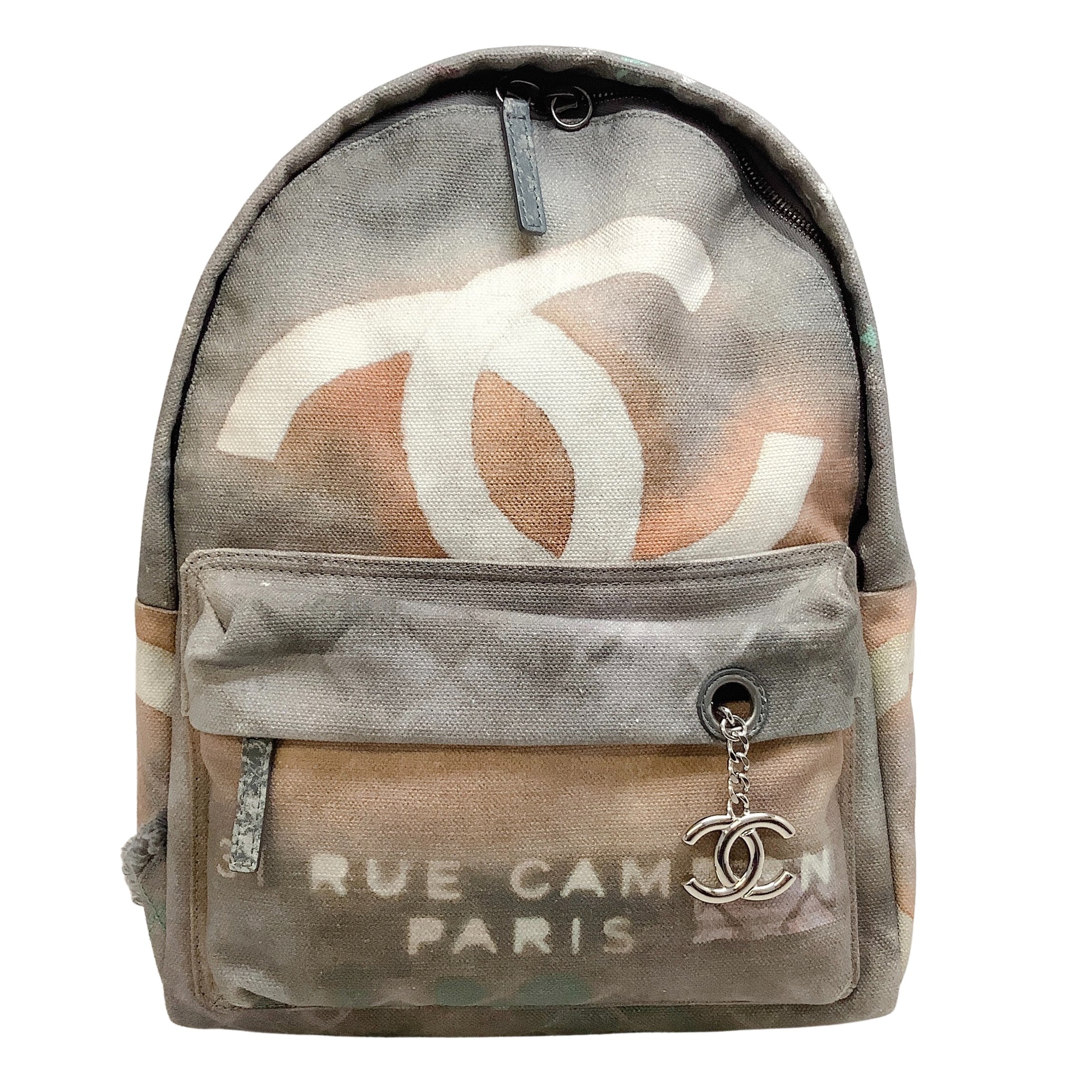 Chanel 2014 Art School Grey Multi Canvas Backpack