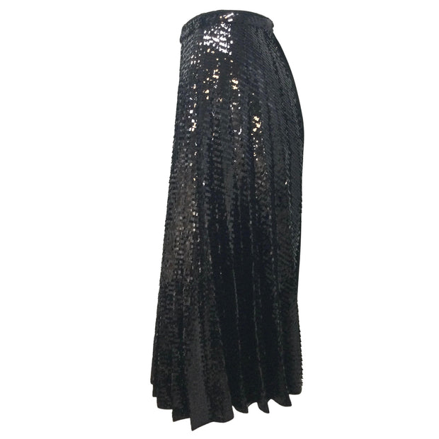 N°21 Black Sequined and Pleated Mid Length Skirt