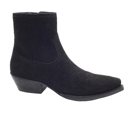 Saint Laurent Black Shaggy Suede Ankle Boots/Booties