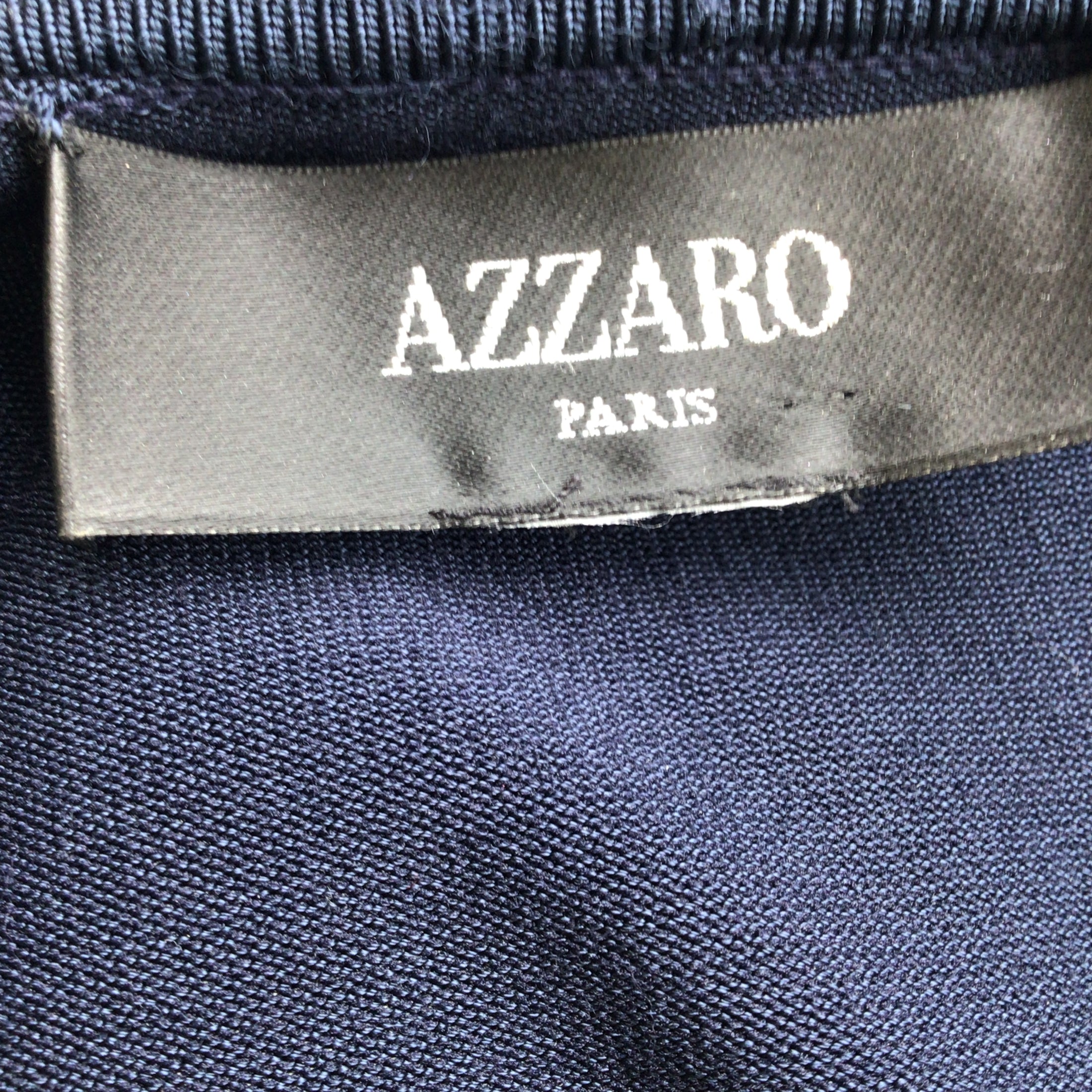 Azzaro Navy Blue Fringed Stretchy Knit Jacket