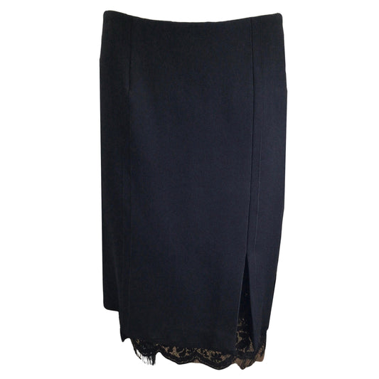 Giambattista Valli Black Lace Trimmed Crepe Skirt