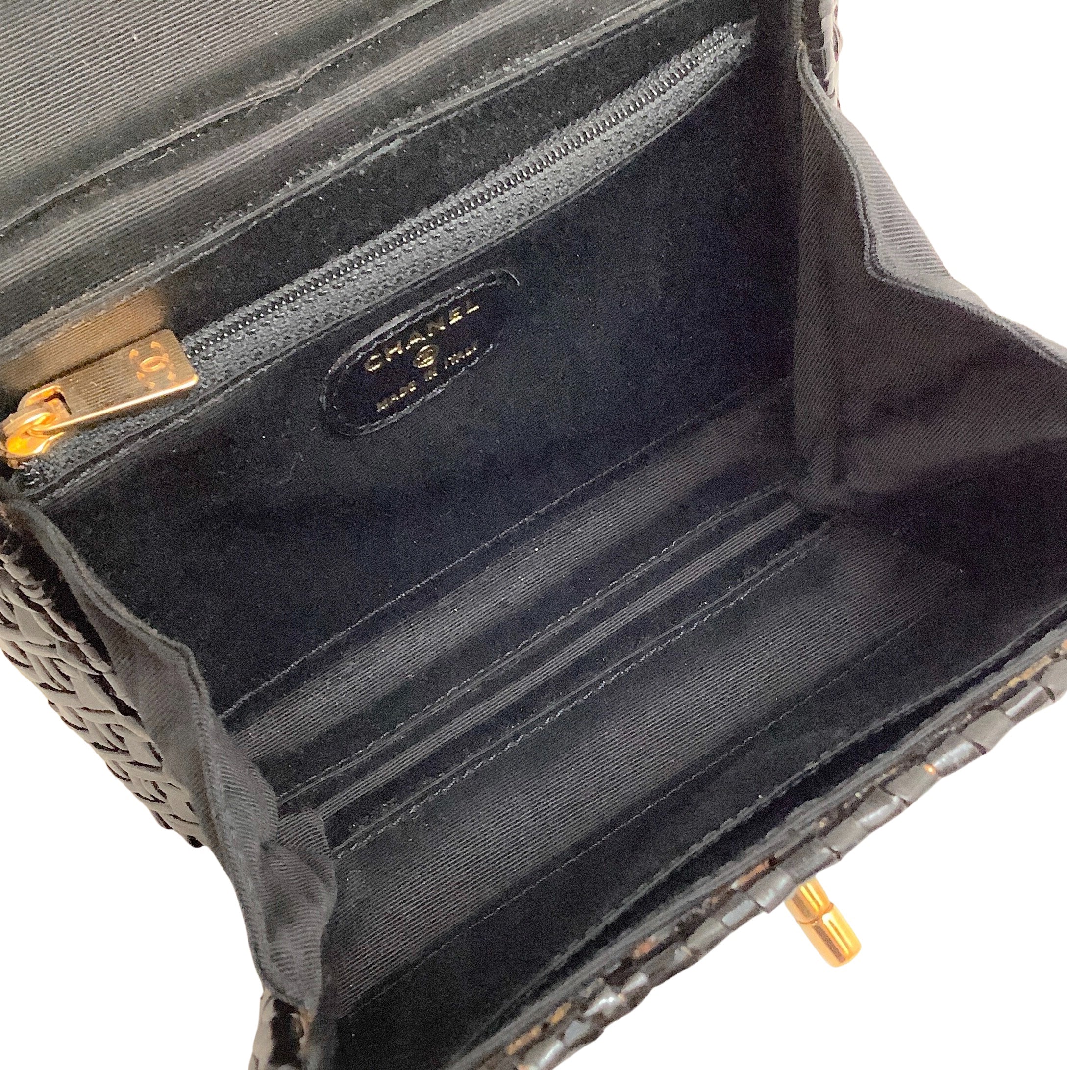 Chanel Vintage 1990's Black Mini Wicker 24K Hardware Shoulder Bag