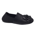 Load image into Gallery viewer, Chanel Black Camellia Leather and Grosgrain Loafers / Flats
