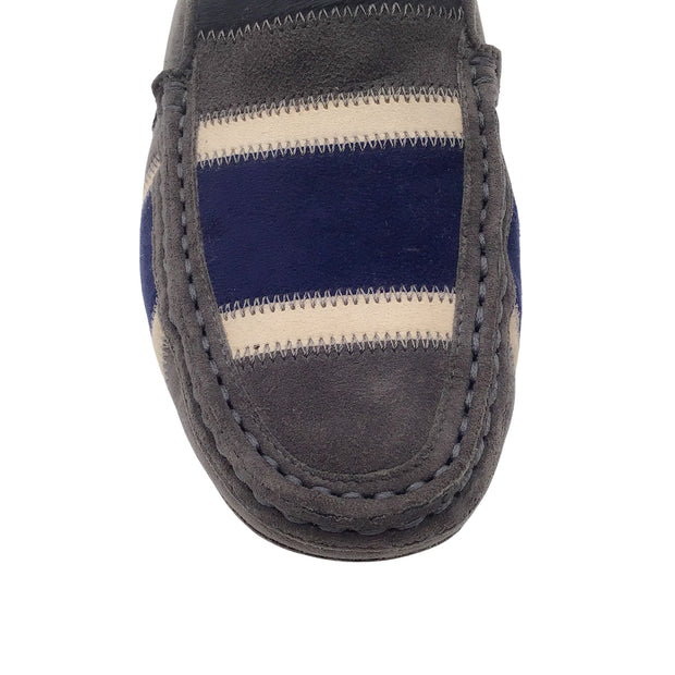 Tod's Grey / Navy / Ivory / Black Limited Edition Suede and Calf Hair Loafers / Flats