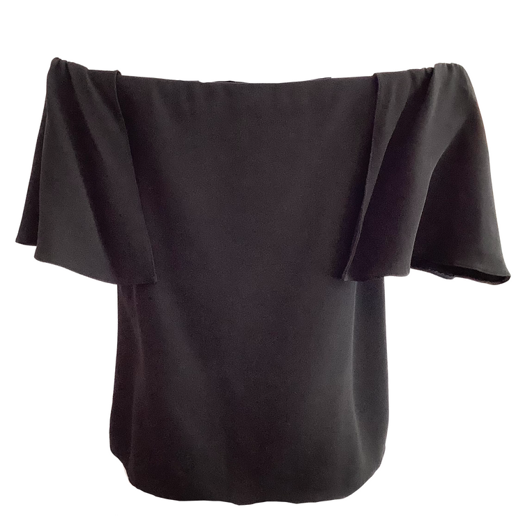 Valentino Black Silk Off The Shoulder Blouse